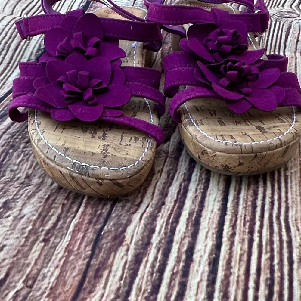 Gymboree Magenta Floral Wedge Sandals